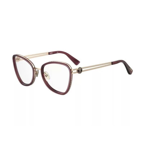 MOSCHINO MOS584-LHF-52 Women\'s Eyeglasses Burgundy Frame Demo Lens BRAND NEW